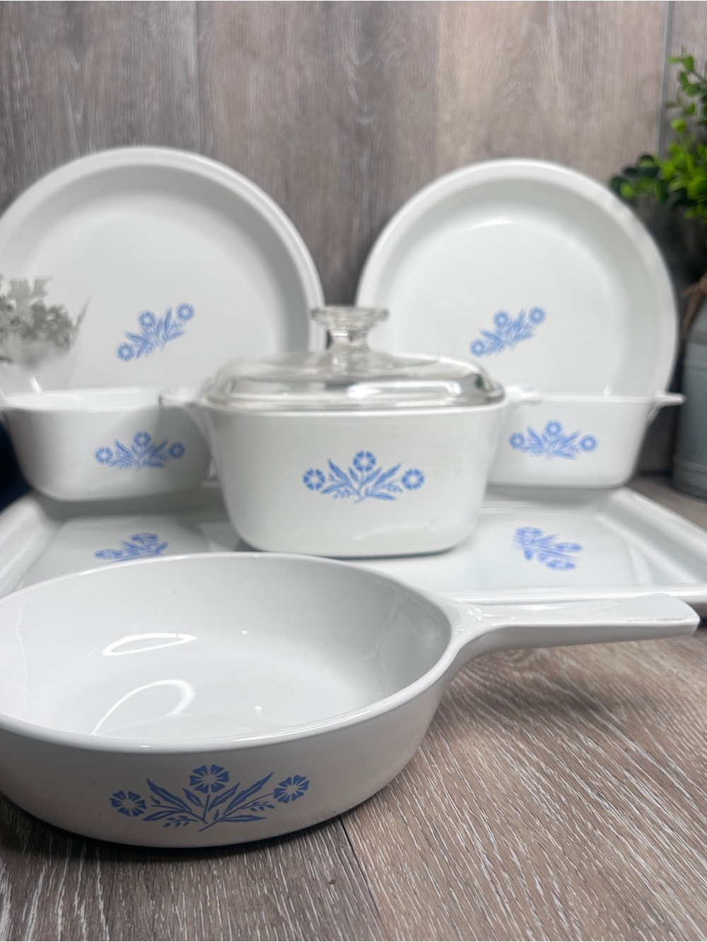Vintage CorningWare Cornflower Blue 8‑Piece Set | Rare USA Made Bakeware